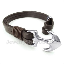 Bracciale Da Uomo In Pelle Con Ancora