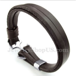 Bracciale Da Uomo In Pelle Con Ancora