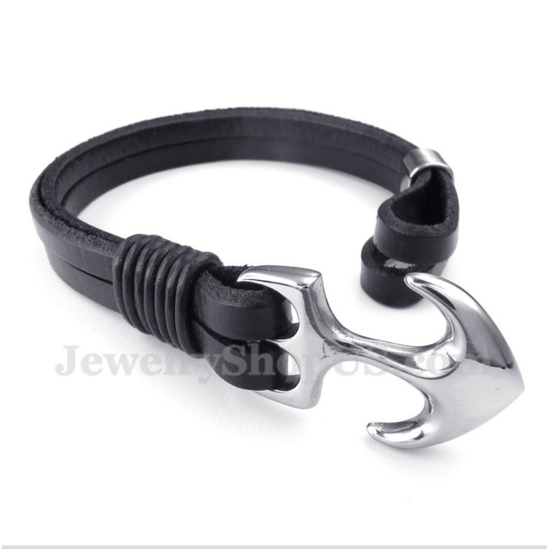 Bracciale Da Uomo In Pelle Con Ancora Bracciale Da Uomo In Pelle Con Ancora
