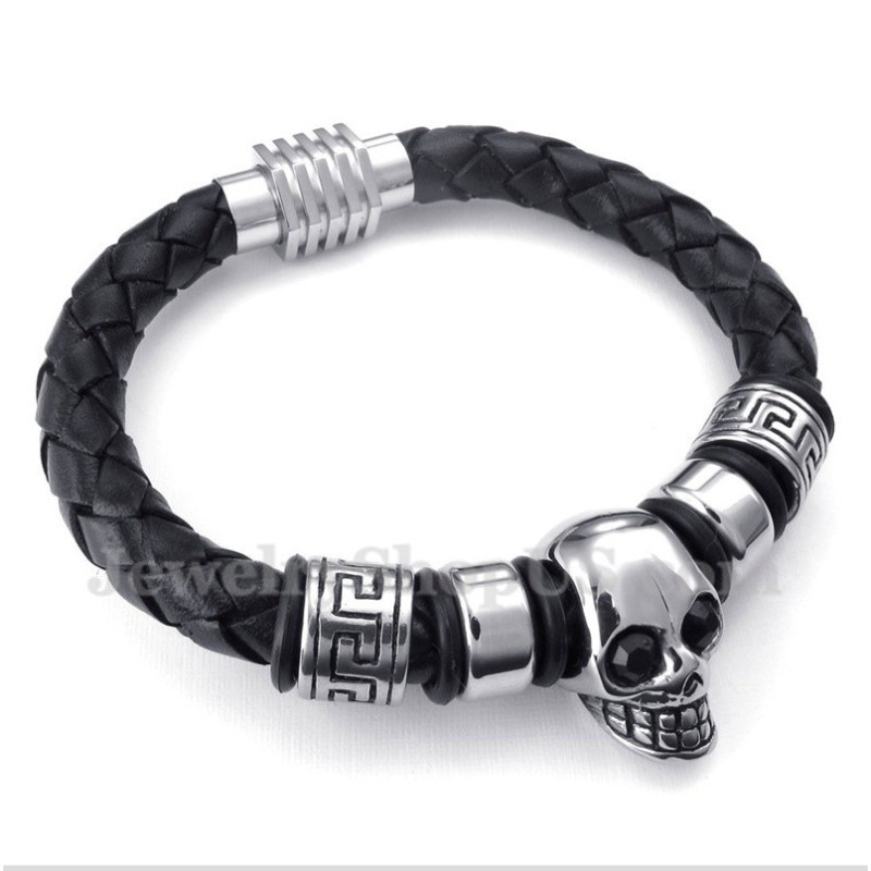 Bracciale In Titanio E Pelle Da Uomo Bracciale In Titanio E Pelle Da Uomo