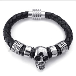 Bracciale In Titanio E Pelle Da Uomo