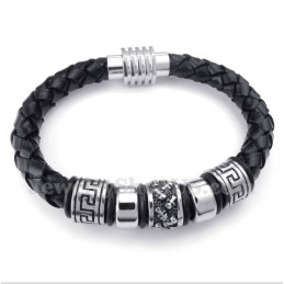 Bracciale In Titanio E Pelle Da Uomo