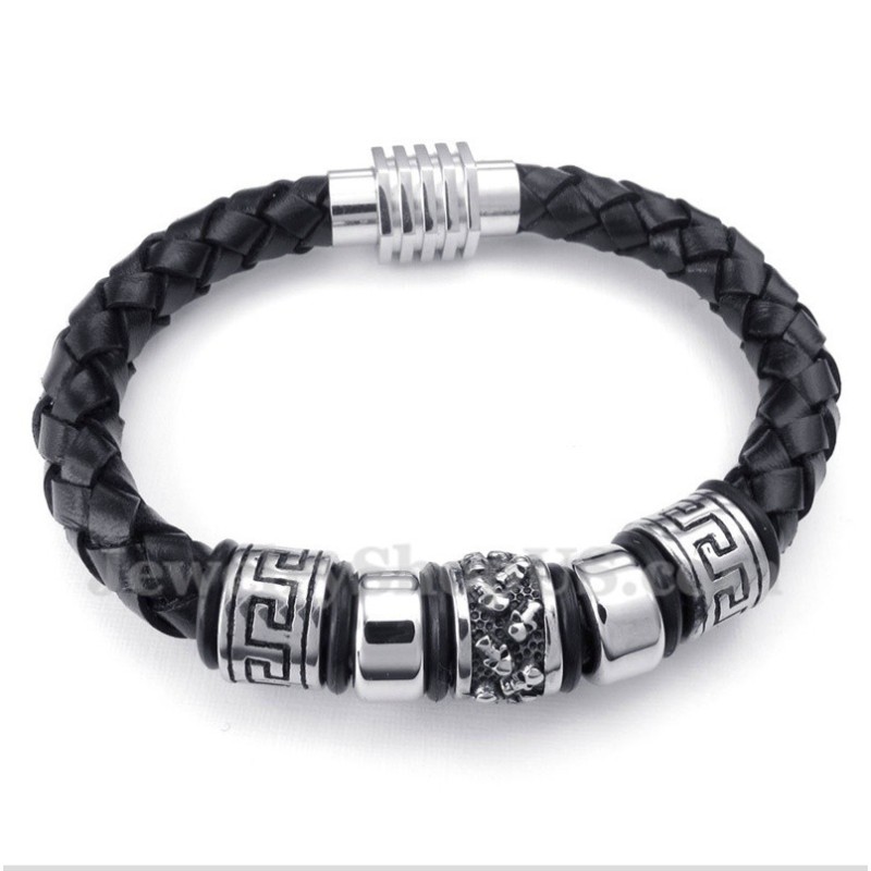 Bracciale In Titanio E Pelle Da Uomo Bracciale In Titanio E Pelle Da Uomo