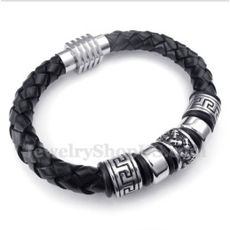 Bracciale In Titanio E Pelle Da Uomo