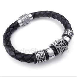 Bracciale In Titanio E Pelle Da Uomo