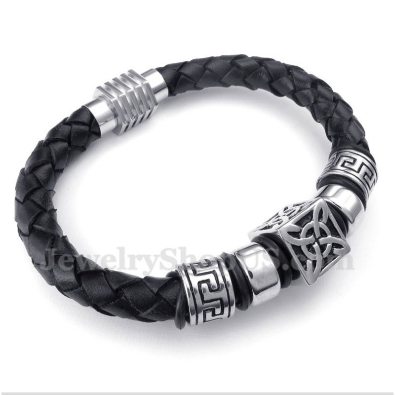 Bracciale In Titanio E Pelle Da Uomo Bracciale In Titanio E Pelle Da Uomo