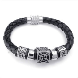Bracciale In Titanio E Pelle Da Uomo