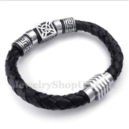 Bracciale In Titanio E Pelle Da Uomo