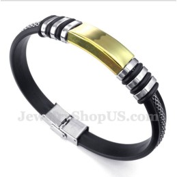 Bracciale In Gomma Color Oro E Titanio Da Uomo