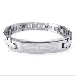 Bracciale Magnetico In Titanio Con Croce E Versetto Della Bibbia Da Uomo