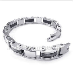 Bracciale Da Uomo In Titanio Nero Con Motivo A Meandro Greco