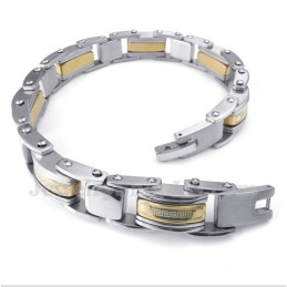 Bracciale Da Uomo In Titanio E Oro Con Motivo A Meandro Greco