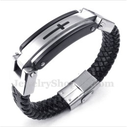 Bracciale In Pelle Con Croce In Titanio Da Uomo