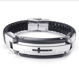 Bracciale In Pelle Con Croce In Titanio Da Uomo