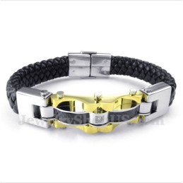 Bracciale In Pelle Con Fibra Di Carbonio E Titanio Da Uomo