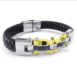 Bracciale In Pelle Con Fibra Di Carbonio E Titanio Da Uomo