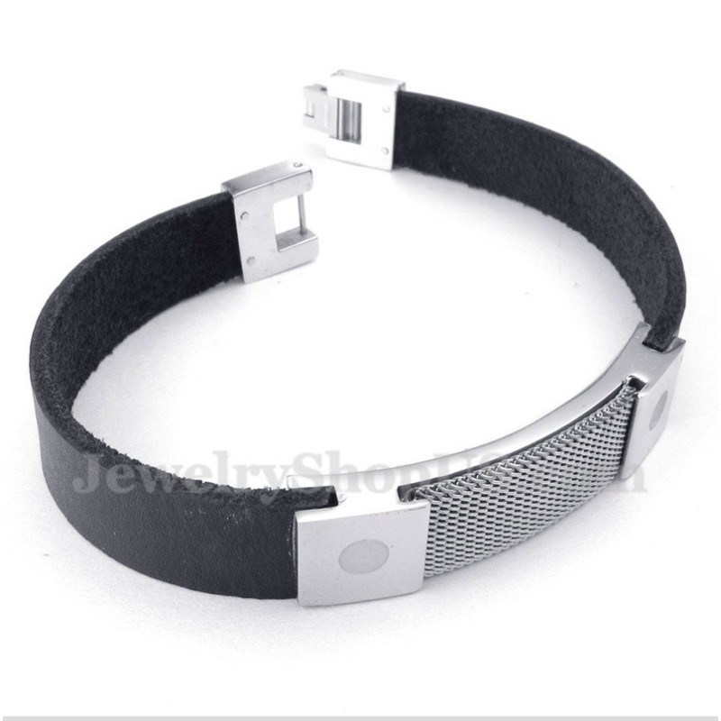Bracciale In Maglia Di Pelle Con Armatura In Titanio Da Uomo Bracciale In Maglia Di Pelle Con Armatura In Titanio Da Uomo