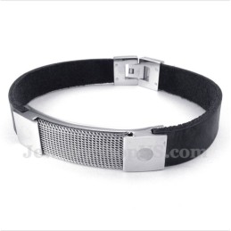Bracciale In Maglia Di Pelle Con Armatura In Titanio Da Uomo