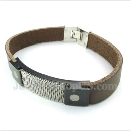 Bracciale In Maglia Di Pelle Con Armatura In Titanio Da Uomo