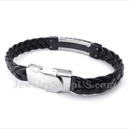 Bracciale In Pelle Con Motivo Greco A Meandro In Titanio Da Uomo