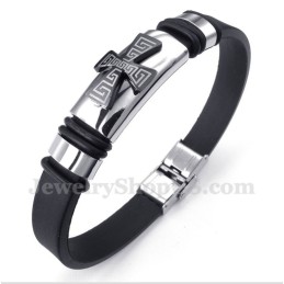 Bracciale In Gomma Con Motivo A Croce Greca In Titanio Da Uomo