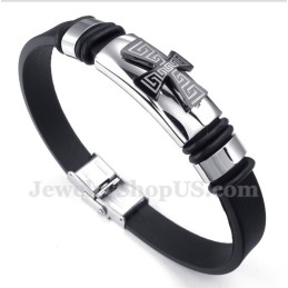 Bracciale In Gomma Con Motivo A Croce Greca In Titanio Da Uomo