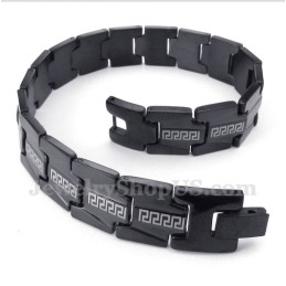 Bracciale Da Uomo In Titanio Con Motivo Greco A Meandro Nero