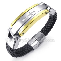Bracciale Da Uomo In Pelle Con Croce Di Diamanti In Titanio