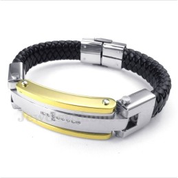 Bracciale Da Uomo In Pelle Con Croce Di Diamanti In Titanio