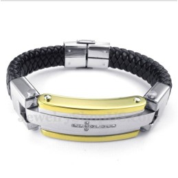 Bracciale Da Uomo In Pelle Con Croce Di Diamanti In Titanio