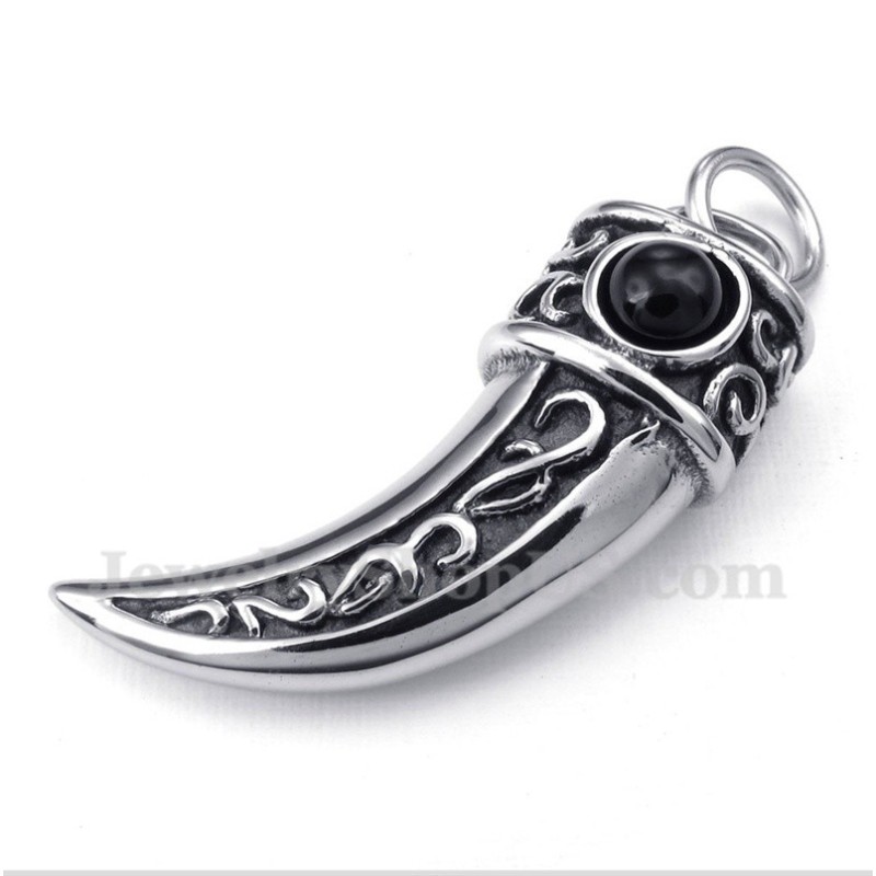Ciondolo Da Uomo In Titanio Con Corna In Zircone Nero E Catena Gratuita Ciondolo Da Uomo In Titanio Con Corna In Zircone Nero E Catena Gratuita