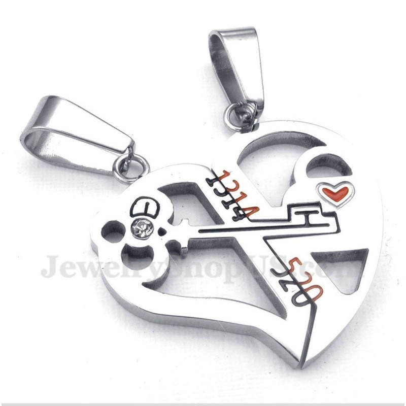 Ciondolo A Forma Di Cuore In Titanio Per Coppia Con Catena Gratuita (Un Paio) Ciondolo A Forma Di Cuore In Titanio Per Coppia Con Catena Gratuita (Un Paio)