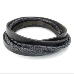 Bracciale In Pelle Di Titanio Nero Da Uomo
