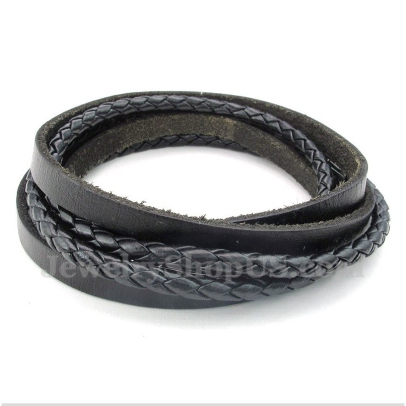 Bracciale In Pelle Di Titanio Nero Da Uomo Bracciale In Pelle Di Titanio Nero Da Uomo