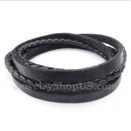 Bracciale In Pelle Di Titanio Nero Da Uomo