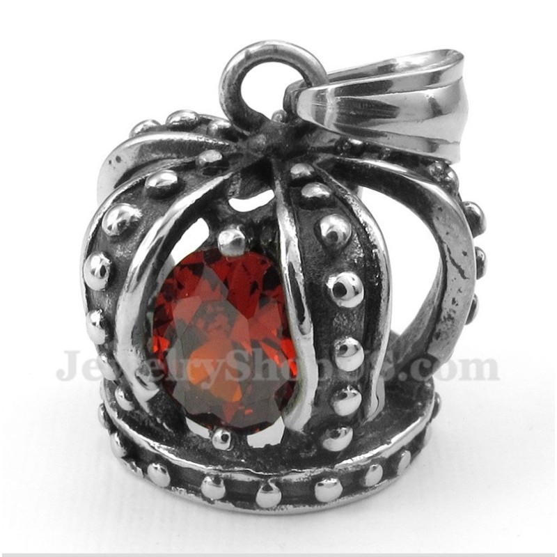 Ciondolo A Forma Di Corona In Cristallo Rosso Titanio Da Uomo Con Catena Gratuita Ciondolo A Forma Di Corona In Cristallo Rosso Titanio Da Uomo Con Catena Gratuita