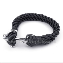 Bracciale Da Uomo In Corda Di Cotone Con Ancora In Titanio