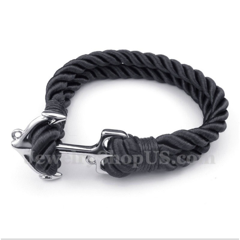 Bracciale Da Uomo In Corda Di Cotone Con Ancora In Titanio Bracciale Da Uomo In Corda Di Cotone Con Ancora In Titanio