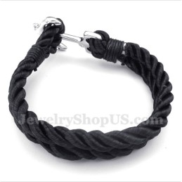 Bracciale Da Uomo In Corda Di Cotone Con Ancora In Titanio