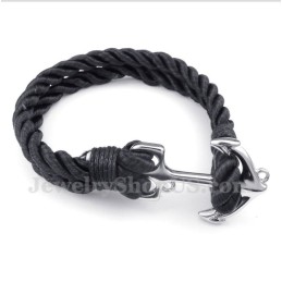 Bracciale Da Uomo In Corda Di Cotone Con Ancora In Titanio