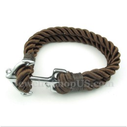 Bracciale Da Uomo In Corda Di Cotone Con Ancora In Titanio
