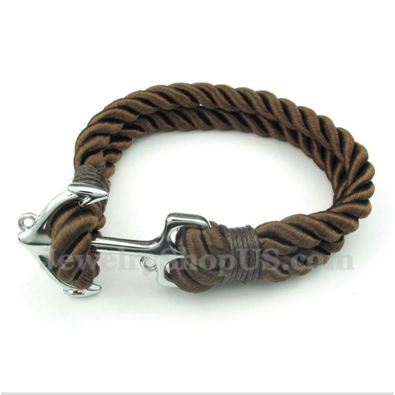 Bracciale Da Uomo In Corda Di Cotone Con Ancora In Titanio Bracciale Da Uomo In Corda Di Cotone Con Ancora In Titanio