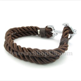 Bracciale Da Uomo In Corda Di Cotone Con Ancora In Titanio