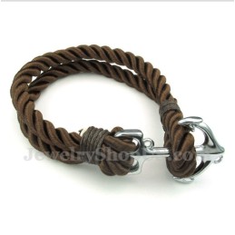 Bracciale Da Uomo In Corda Di Cotone Con Ancora In Titanio