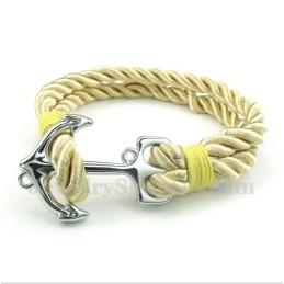 Bracciale Da Uomo In Corda Di Cotone Con Ancora In Titanio