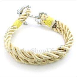 Bracciale Da Uomo In Corda Di Cotone Con Ancora In Titanio
