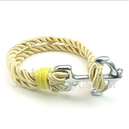 Bracciale Da Uomo In Corda Di Cotone Con Ancora In Titanio