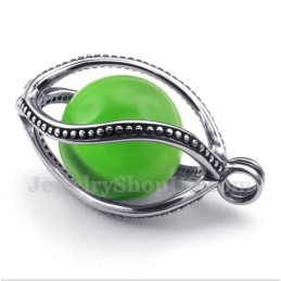 Ciondolo Da Uomo In Titanio Con Opale Verde E Catena Gratuita