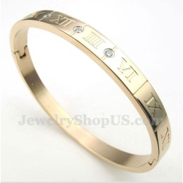 Bracciale Da Uomo In Titanio Con Diamanti E Numeri Romani In Oro Rosa