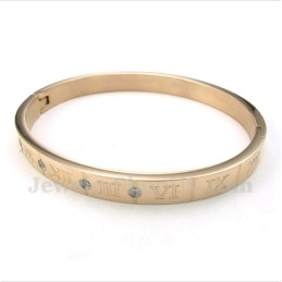 Bracciale Da Uomo In Titanio Con Diamanti E Numeri Romani In Oro Rosa